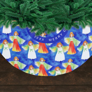 Schattigee kleurrijke kerst engelen Waterverf Kerstboom Rok