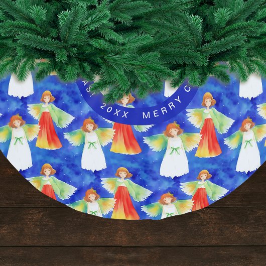 Schattigee kleurrijke kerst engelen Waterverf Kerstboom Rok