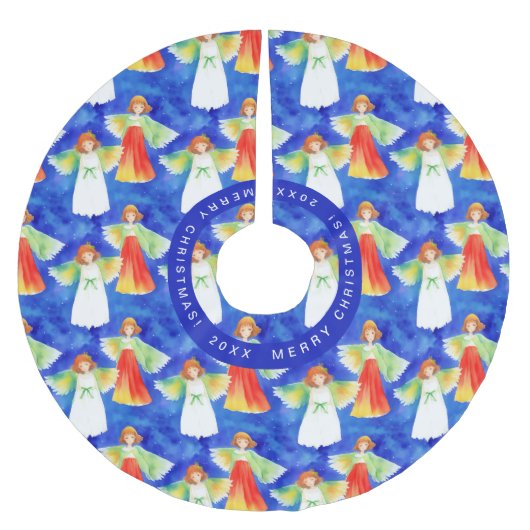 Schattigee kleurrijke kerst engelen Waterverf Kerstboom Rok (Voorkant)