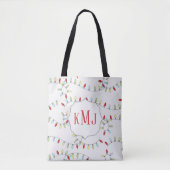 Schattigee kleurrijke kerst monogram lichten tote bag (Voorkant)