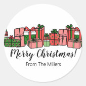 Schattigee kleurrijke kerst ronde sticker (Voorkant)