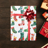 Schattigee Kleurrijke Kerst Sokken Kousen Waterver Cadeaupapier