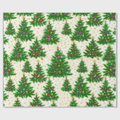 Schattigee kleurrijke kerstbomen beige cadeaupapier (Vlak)