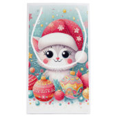 Schattigee, kleurrijke kerstkat klein cadeauzakje (Achterkant)