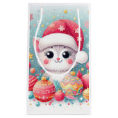 Schattigee, kleurrijke kerstkat klein cadeauzakje (Voorkant)