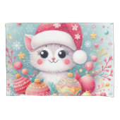 Schattigee, kleurrijke kerstkat kussensloop (Voorkant)