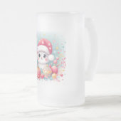 Schattigee, kleurrijke kerstkat matglas bierpul (Voorkant rechts)