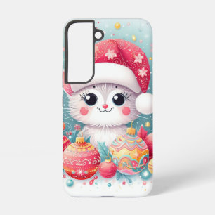Schattigee, kleurrijke kerstkat samsung galaxy hoesje