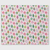 Schattigee Kleurrijke Kerstmisdoppen op lichtroze Cadeaupapier (Vlak)