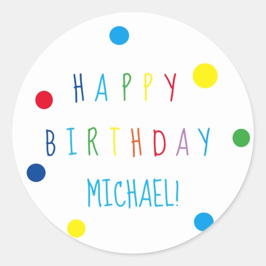 Schattigee kleurrijke Kinder Happy Birthday Round  Ronde Sticker (Voorkant)