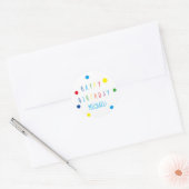 Schattigee kleurrijke Kinder Happy Birthday Round  Ronde Sticker (Envelop)