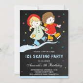 Schattigee kleurrijke Kinder schaatsen verjaardags Kaart (Voorkant)