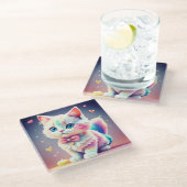 Schattigee Kleurrijke Kitten-84301 Glazen Onderzetter (Schuin)