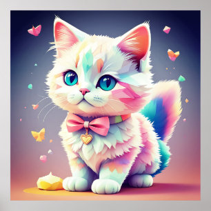 Schattigee Kleurrijke Kitten-84301 Poster