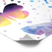 Schattigee kleurrijke kitten kat vlinder grillig poster (Hoek)