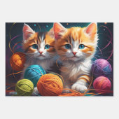 Schattigee Kleurrijke Kittens Inpakpapier Vel (Voorkant 3)