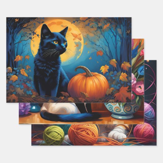 Schattigee Kleurrijke Kittens Inpakpapier Vel (Set)