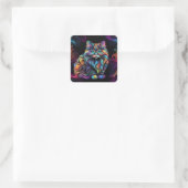 Schattigee Kleurrijke Kitty Cat Art Vierkante Sticker (Tas)