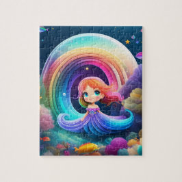 Schattigee kleurrijke kleine prinses met regenboog legpuzzel