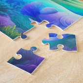 Schattigee kleurrijke kleine prinses met vis legpuzzel (Zijkant)