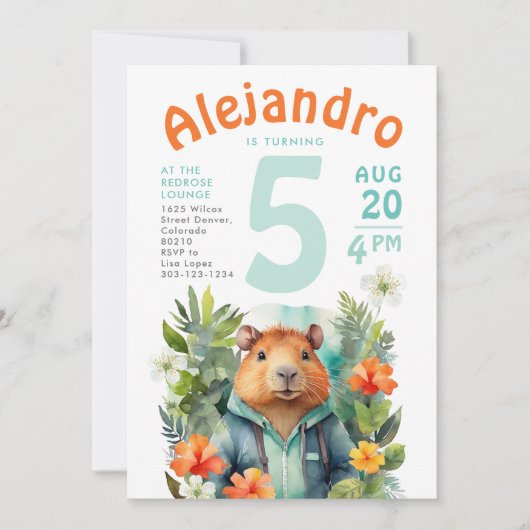 Schattigee kleurrijke knaagdier verjaardagsbloemen kaart (Voorkant)