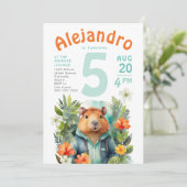 Schattigee kleurrijke knaagdier verjaardagsbloemen kaart (Staand voorkant)