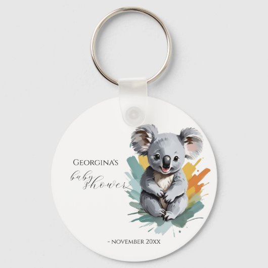 Schattigee Kleurrijke Koala Baby shower Favor Sleutelhanger (Voorkant)