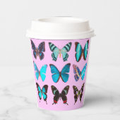Schattigee Kleurrijke Koffie Vlinder Shop Papieren Papieren Bekers (Achterkant)