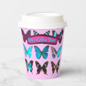 Schattigee Kleurrijke Koffie Vlinder Shop Papieren Papieren Bekers (Voorkant)