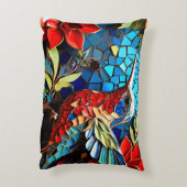 Schattigee kleurrijke kolibrie mozaïeken accent kussen (Achterkant (Verticaal))