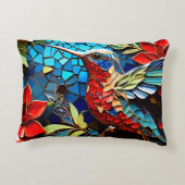 Schattigee kleurrijke kolibrie mozaïeken accent kussen (Achterkant)