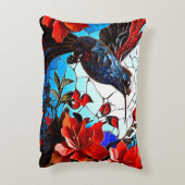 Schattigee kleurrijke kolibrie mozaïeken accent kussen (Achterkant (Verticaal))