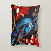 Schattigee kleurrijke kolibrie mozaïeken accent kussen (Achterkant (Verticaal))