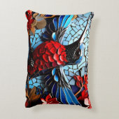 Schattigee kleurrijke kolibrie mozaïeken accent kussen (Achterkant (Verticaal))