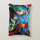 Schattigee kleurrijke kolibrie mozaïeken accent kussen (Achterkant (Verticaal))