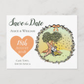 Schattigee Kleurrijke Konijnenbruiloft Save the Da Aankondigingskaart (Voorkant)