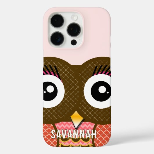 Schattigee kleurrijke koraal en roze uil Case-Mate iPhone case (Achterkant)