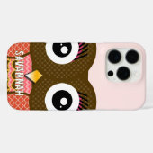 Schattigee kleurrijke koraal en roze uil Case-Mate iPhone case (Achterkant (horizontaal))