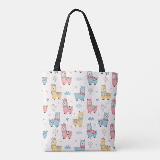 Schattigee kleurrijke lama's met sjaals tote bag (Achterkant)