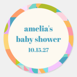 Schattigee Kleurrijke Lavendel Blauw Baby shower C Ronde Sticker