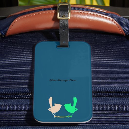 Schattigee Kleurrijke Lente vogels partij Bagagelabel (Voorkant Insitu 2)