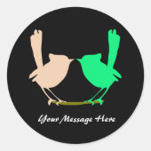 Schattigee Kleurrijke Lente vogels partij Ronde Sticker (Voorkant)