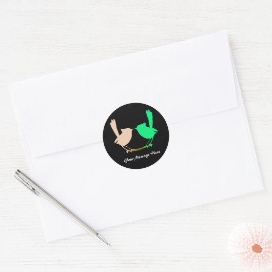 Schattigee Kleurrijke Lente vogels partij Ronde Sticker (Envelop)