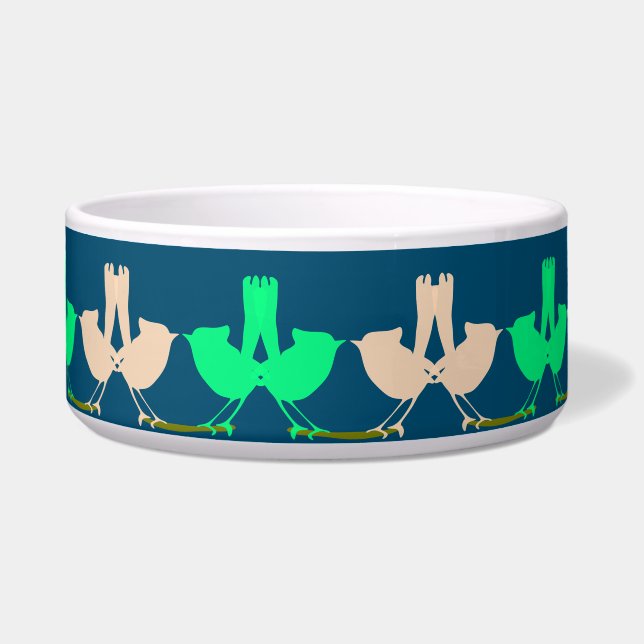 Schattigee Kleurrijke Lente vogels partij Voerbakje (Voorkant)