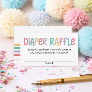Schattigee Kleurrijke Lettering Luier Raffle Baby  Informatiekaartje