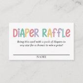 Schattigee Kleurrijke Lettering Luier Raffle Baby  Informatiekaartje (Voorkant)