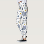 Schattigee Kleurrijke Leuke Kip Bloemen Leggings (Links)