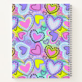 Schattigee Kleurrijke Leuke Roze Paarse Bright Hea Notitieboek (Achterkant)