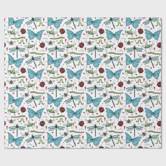 Schattigee Kleurrijke Liefde Bug Insecten voor Bug Cadeaupapier (Vlak)