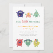 Schattigee kleurrijke Little Monster Kind's verjaa Kaart (Voorkant)